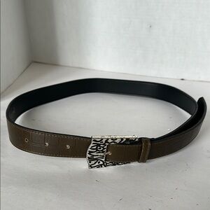 Gianni Versace Vintage Unisex Brown Belt Silver Buckle Size 32